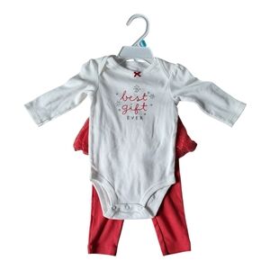 Carter's Holiday/Winter 2-piece Bodysuit & Tutu Pants Set 6 Months Red & White